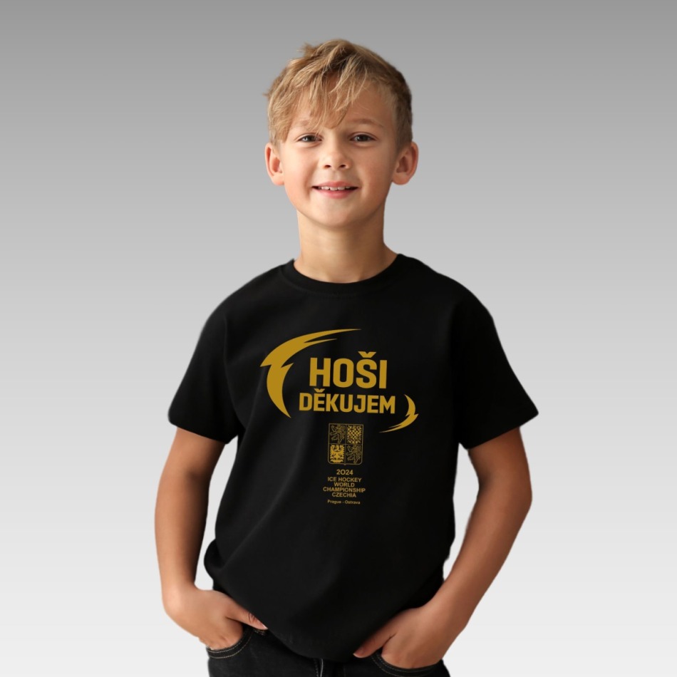 Hokejové reprezentace dětské tričko Ice Hockey World Championship Czechia MS 2024 GOLD EDITION Black - Hokejové reprezentace dětské oblečení