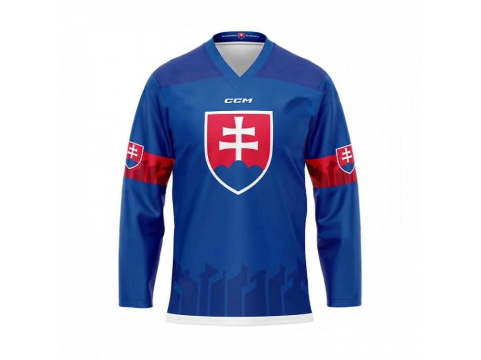 Hokejové reprezentace hokejový dres Slovakia Juraj Slafkovský #20 CCM Hockey fan blue - Hokejové reprezentace dresy