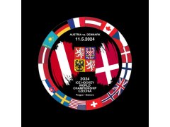 Hokejové reprezentace puk Ice Hockey World Championship Czechia MS 2024 Dueling 11.5.2024 Austria vs. Denmark