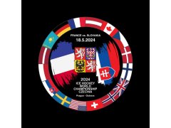 Hokejové reprezentace puk Ice Hockey World Championship Czechia MS 2024 Dueling 18.5.2024 France vs. Slovakia