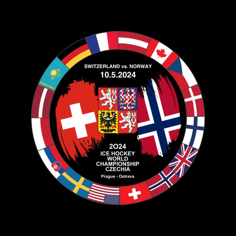 Hokejové reprezentace puk Ice Hockey World Championship Czechia MS 2024 Dueling 10.5.2024 Switzerland vs. Norway - Hokejové reprezentace hokejové vybavení