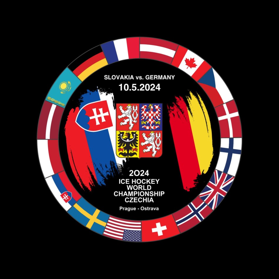 Hokejové reprezentace puk Ice Hockey World Championship Czechia MS 2024 Dueling 10.5.2024 Slovakia vs. Germany - Hokejové reprezentace hokejové vybavení