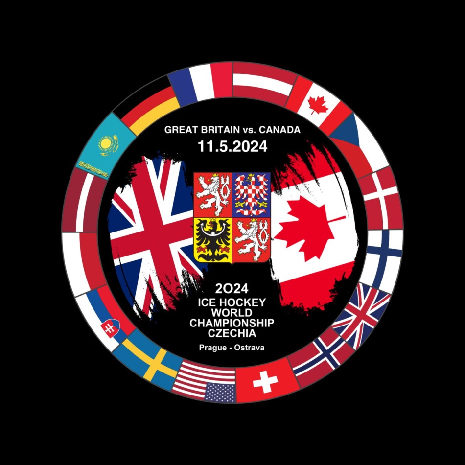 Hokejové reprezentace puk Ice Hockey World Championship Czechia MS 2024 Dueling 11.5.2024 Great Britain vs. Canada - Hokejové reprezentace hokejové vybavení