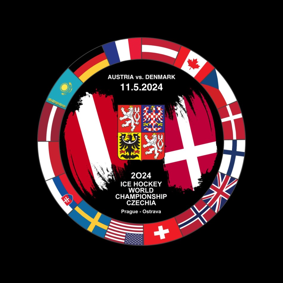 Hokejové reprezentace puk Ice Hockey World Championship Czechia MS 2024 Dueling 11.5.2024 Austria vs. Denmark - Hokejové reprezentace hokejové vybavení