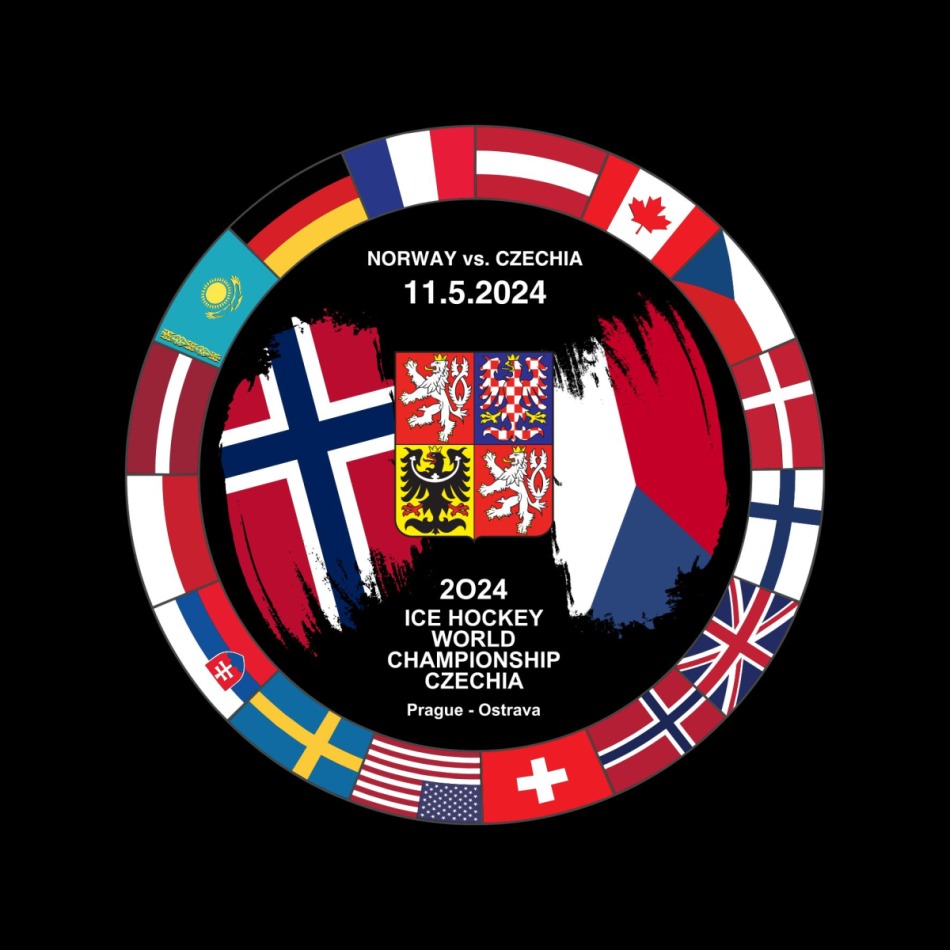 Hokejové reprezentace puk Ice Hockey World Championship Czechia MS 2024 Dueling 11.5.2024 Norway vs. Czechia - Hokejové reprezentace hokejové vybavení