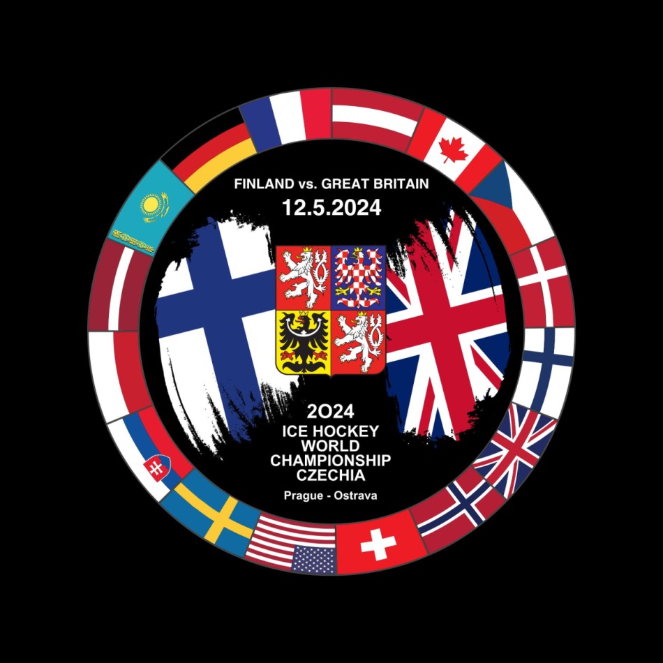 Hokejové reprezentace puk Ice Hockey World Championship Czechia MS 2024 Dueling 12.5.2024 Finland vs. Great Britain - Hokejové reprezentace hokejové vybavení