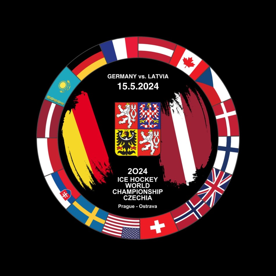 Hokejové reprezentace puk Ice Hockey World Championship Czechia MS 2024 Dueling 15.5.2024 Germany vs. Latvia - Hokejové reprezentace hokejové vybavení