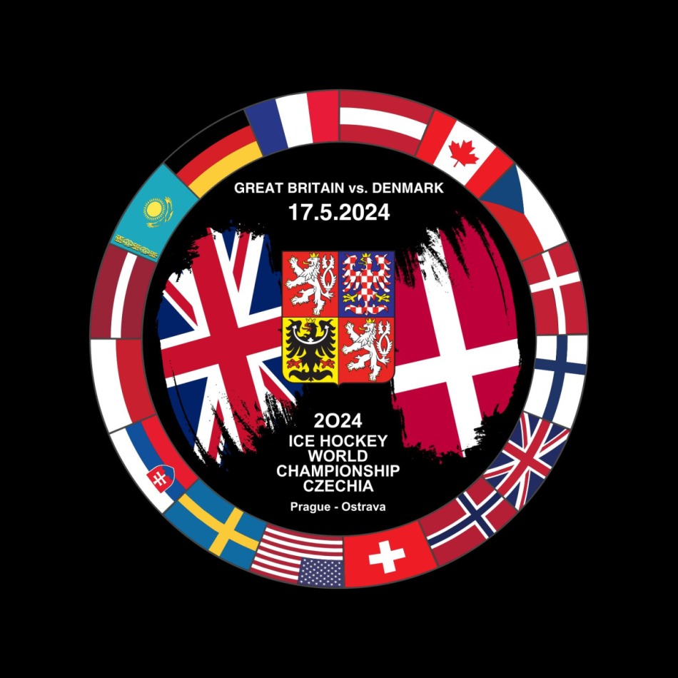 Hokejové reprezentace puk Ice Hockey World Championship Czechia MS 2024 Dueling 17.5.2024 Great Britain vs. Denmark - Hokejové reprezentace hokejové vybavení