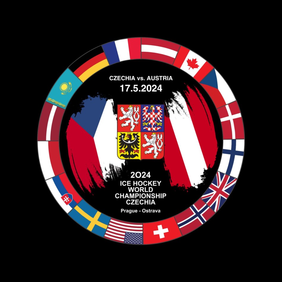 Hokejové reprezentace puk Ice Hockey World Championship Czechia MS 2024 Dueling 17.5.2024 Czechia vs. Austria - Hokejové reprezentace hokejové vybavení