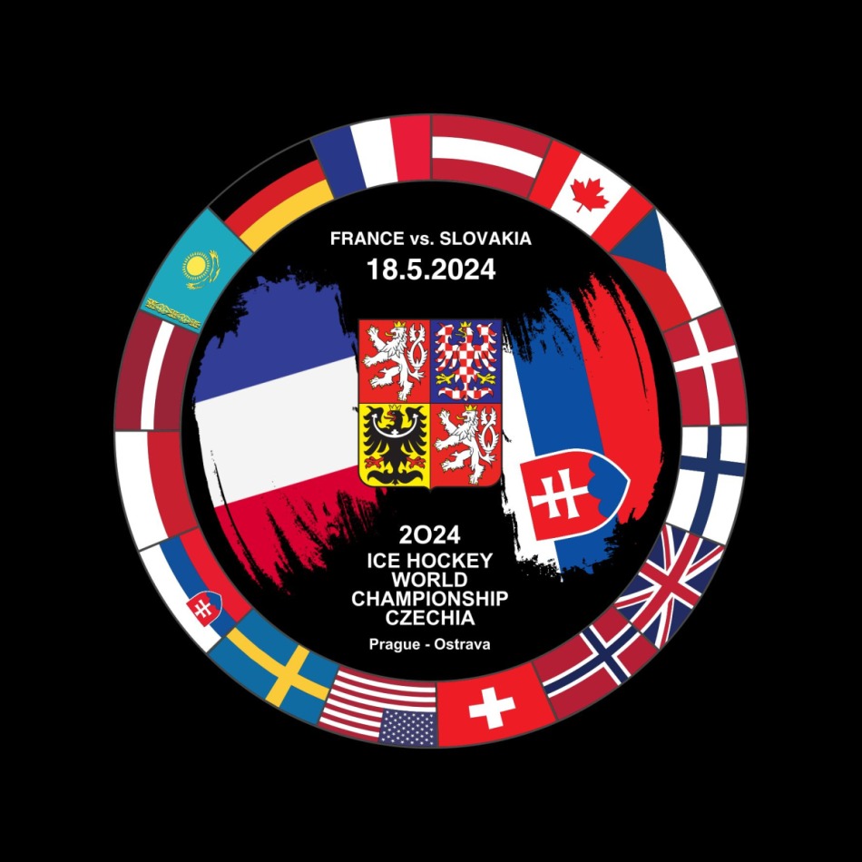 Hokejové reprezentace puk Ice Hockey World Championship Czechia MS 2024 Dueling 18.5.2024 France vs. Slovakia - Hokejové reprezentace hokejové vybavení