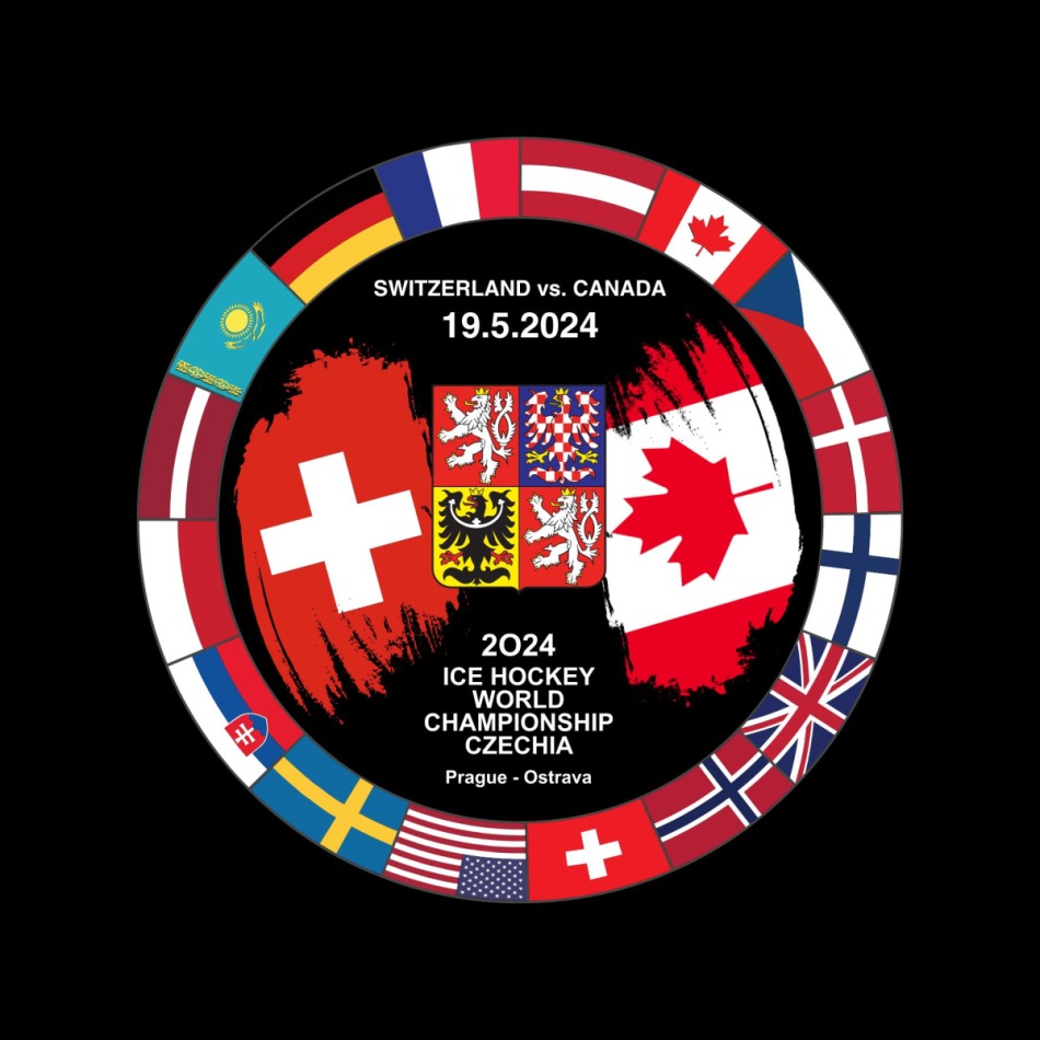 Hokejové reprezentace puk Ice Hockey World Championship Czechia MS 2024 Dueling 19.5.2024 Switzerland vs. Canada - Hokejové reprezentace hokejové vybavení