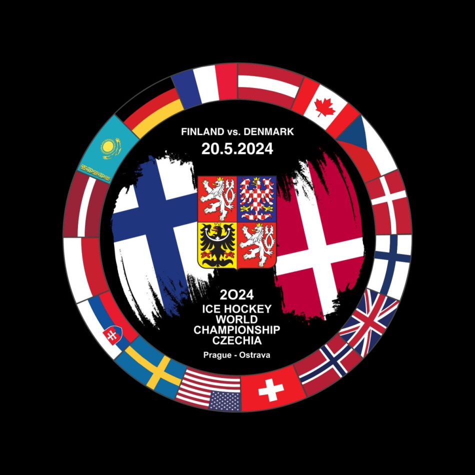 Hokejové reprezentace puk Ice Hockey World Championship Czechia MS 2024 Dueling 20.5.2024 Finland vs. Denmark - Hokejové reprezentace hokejové vybavení
