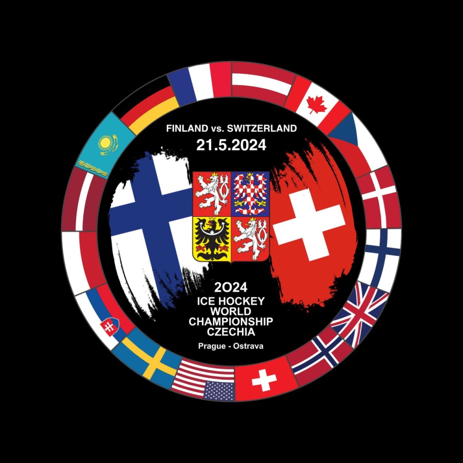 Hokejové reprezentace puk Ice Hockey World Championship Czechia MS 2024 Dueling 21.5.2024 Finland vs. Switzerland - Hokejové reprezentace hokejové vybavení