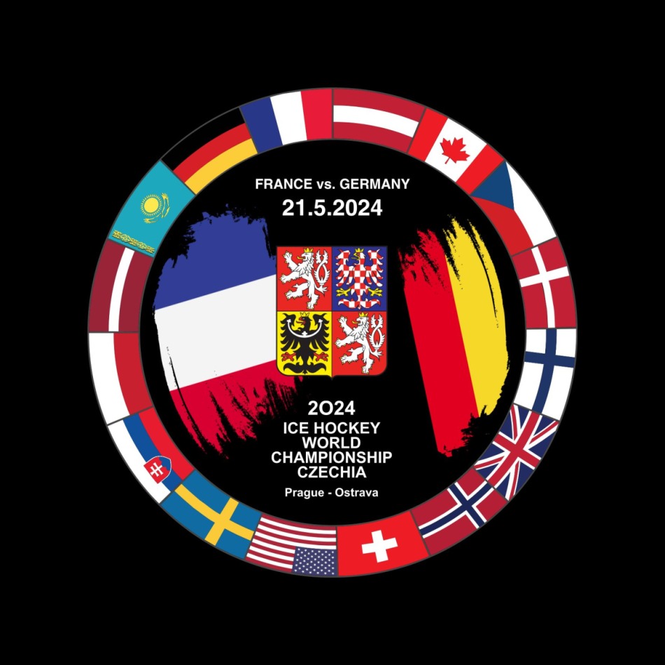 Hokejové reprezentace puk Ice Hockey World Championship Czechia MS 2024 Dueling 21.5.2024 France vs. Germany - Hokejové reprezentace hokejové vybavení