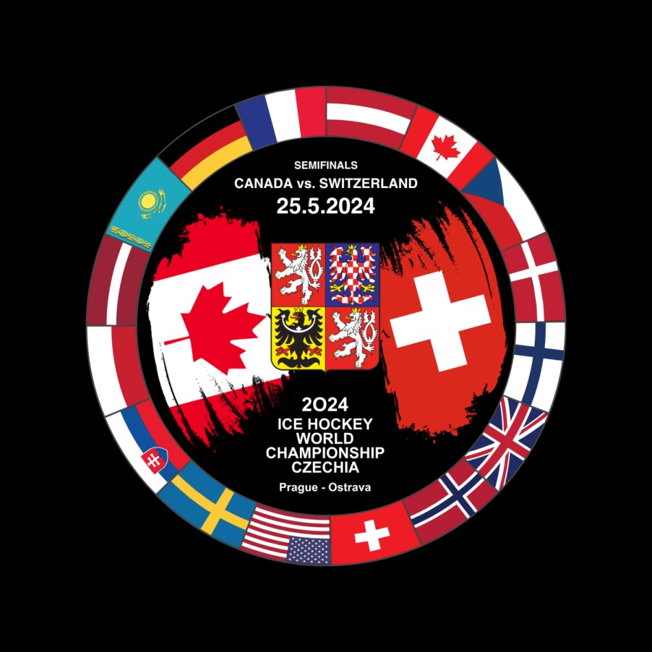 Hokejové reprezentace puk Ice Hockey World Championship Czechia MS 2024 Dueling 25.5.2024 Canada vs. Switzerland
