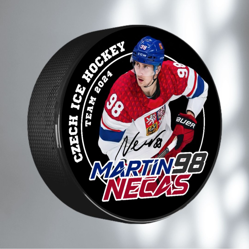 Hokejové reprezentace puk Martin Nečas #98 Ice Hockey World Championship Czechia MS 2024 - Hokejové reprezentace hokejové vybavení