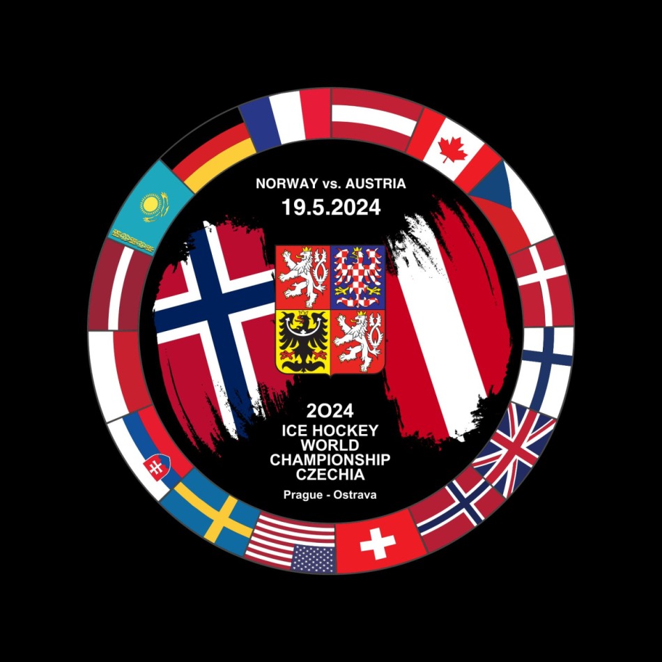 Hokejové reprezentace puk Ice Hockey World Championship Czechia MS 2024 Dueling 19.5.2024 Norway vs. Austria - Hokejové reprezentace hokejové vybavení