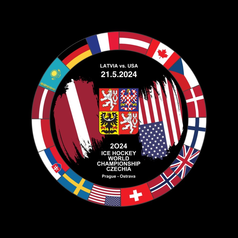 Hokejové reprezentace puk Ice Hockey World Championship Czechia MS 2024 Dueling 21.5.2024 Latvia vs. USA - Hokejové reprezentace hokejové vybavení