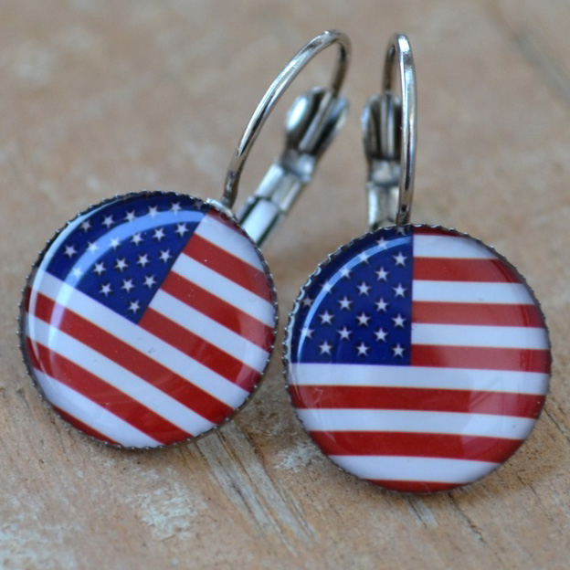 Hokejové reprezentace náušnice Flag USA - Hokejové reprezentace klíčenky, náramky, šperky