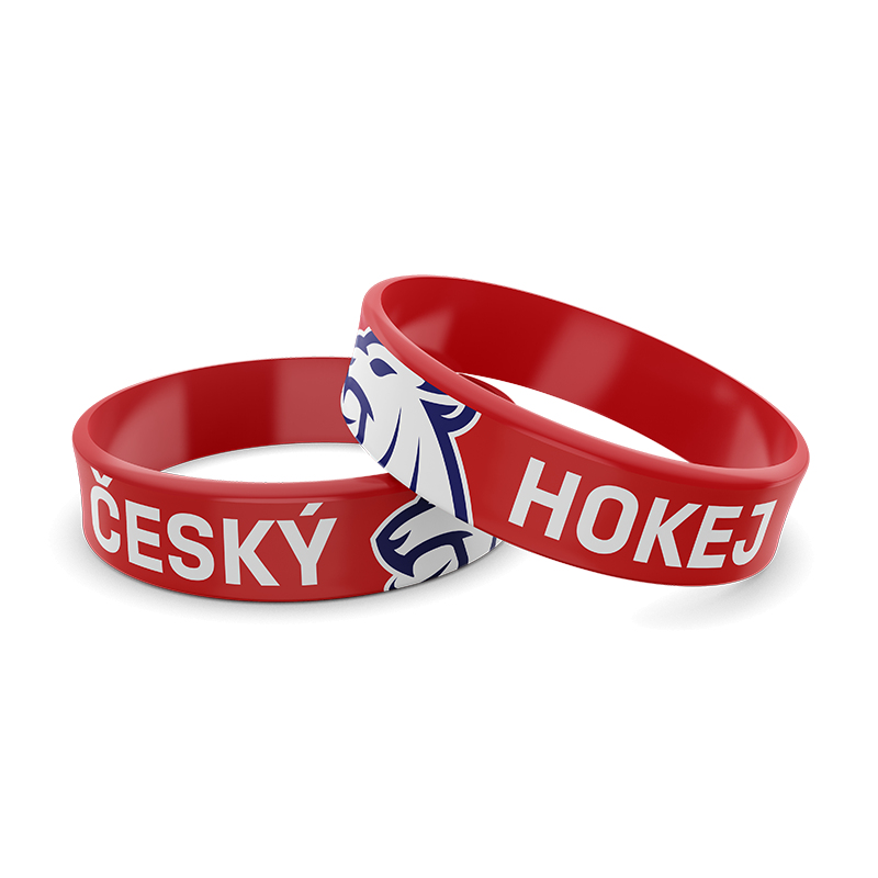 Hokejové reprezentace silikonový náramek Czech republic lion”s head red - Hokejové reprezentace klíčenky, náramky, šperky