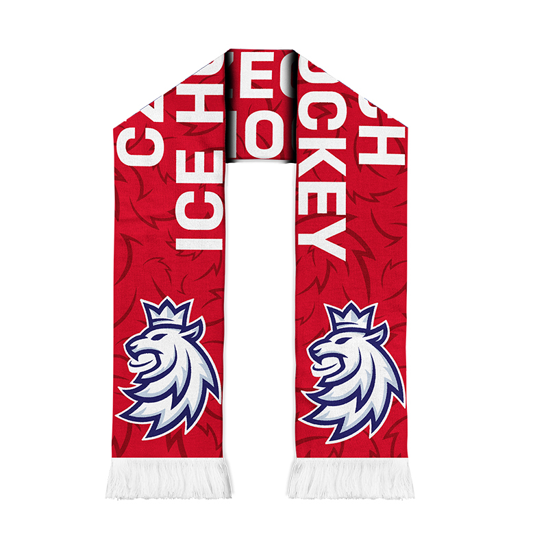 Hokejové reprezentace zimní šála red Czech Ice Hockey pattern - Hokejové reprezentace kšiltovky, čepice, rukavice