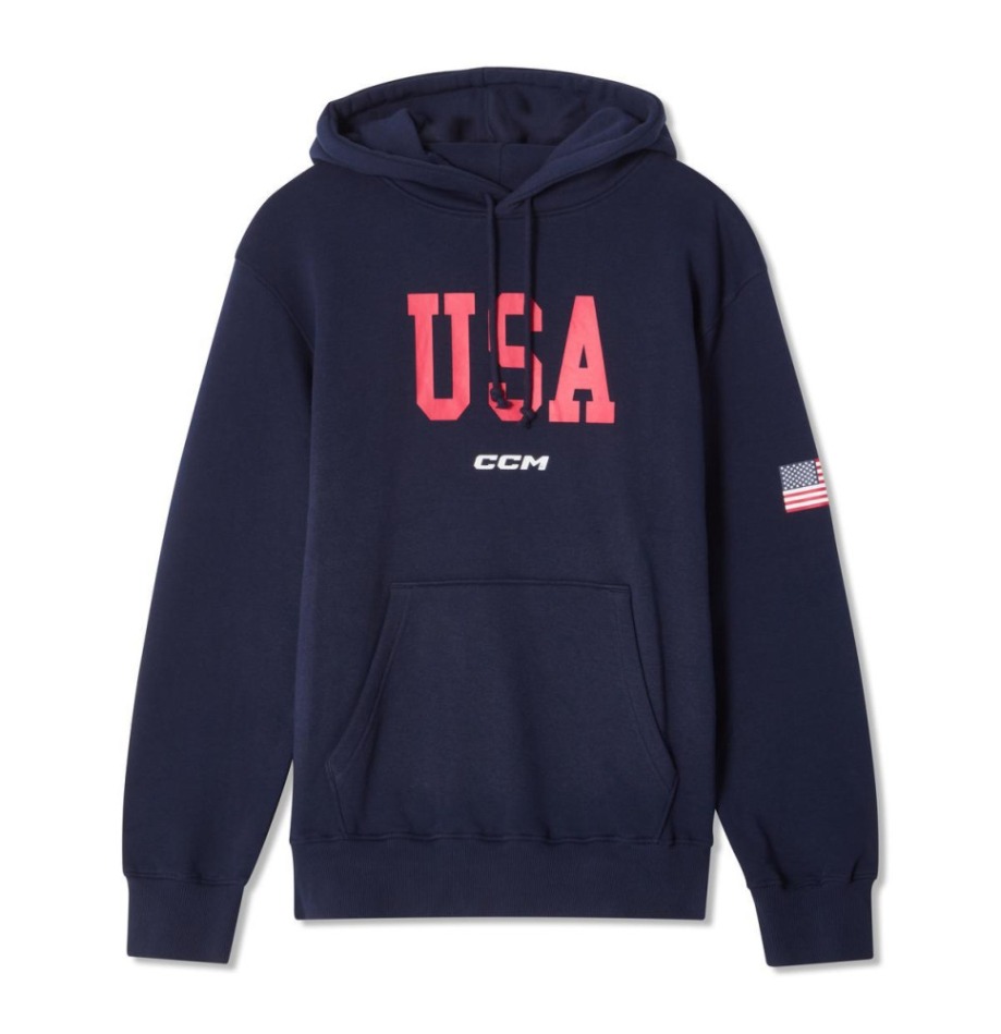 Hokejové reprezentace pánská mikina s&nbsp;kapucí USA Flag navy - Hokejové reprezentace mikiny, bundy, kalhoty