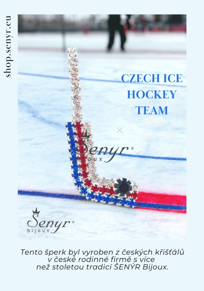 Hokejové reprezentace brož Czech Hockey Tricolor Silver Plated Hockey Stick - Hokejové reprezentace ostatní suvenýry