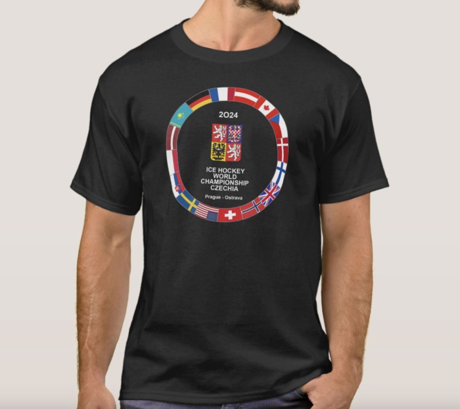 Hokejové reprezentace pánské tričko Ice Hockey World Championship Czechia MS 2024 Black - Hokejové reprezentace trička, polo trička, košile