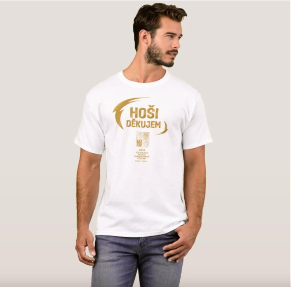 Hokejové reprezentace pánské tričko HOŠI DĚKUJEM Ice Hockey World Championship Czechia MS 2024 GOLD EDITION White - Hokejové reprezentace trička, polo trička, košile