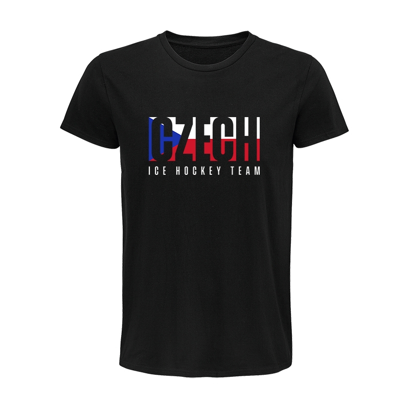 Hokejové reprezentace pánské tričko Czech Republic Flag black - Hokejové reprezentace trička, polo trička, košile
