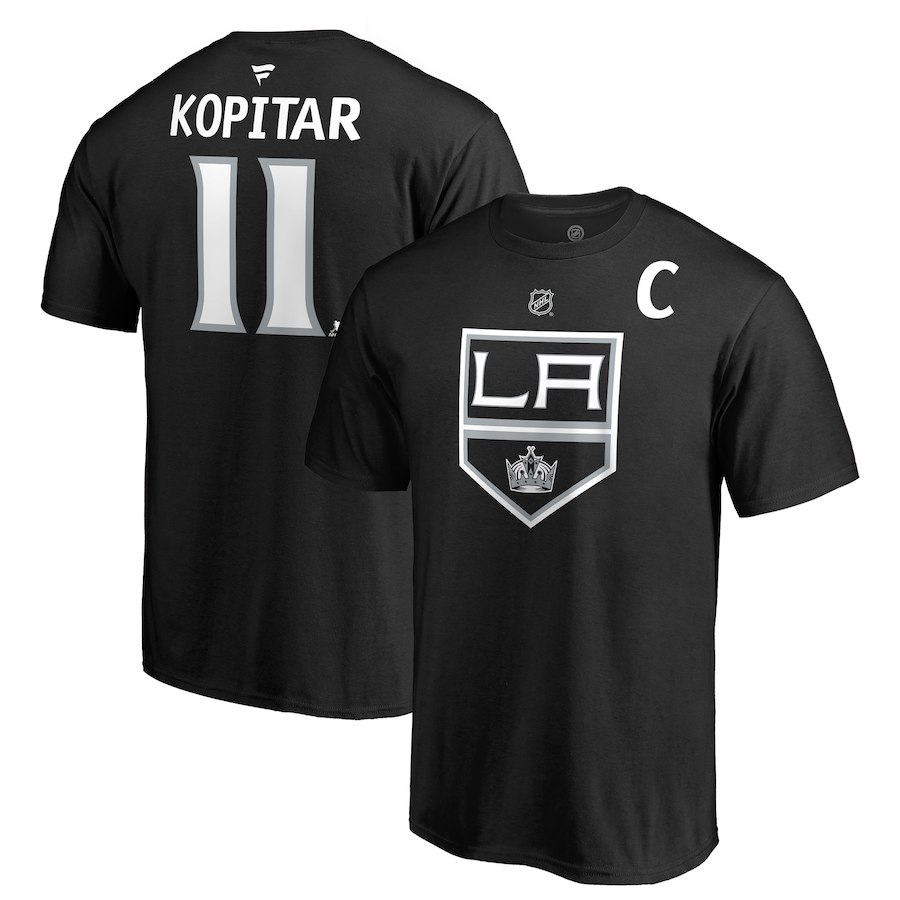 Los Angeles Kings pánské tričko black #11 Anze Kopitar Stack Logo Name & Number - Los Angeles Kings trička, polo trička, košile