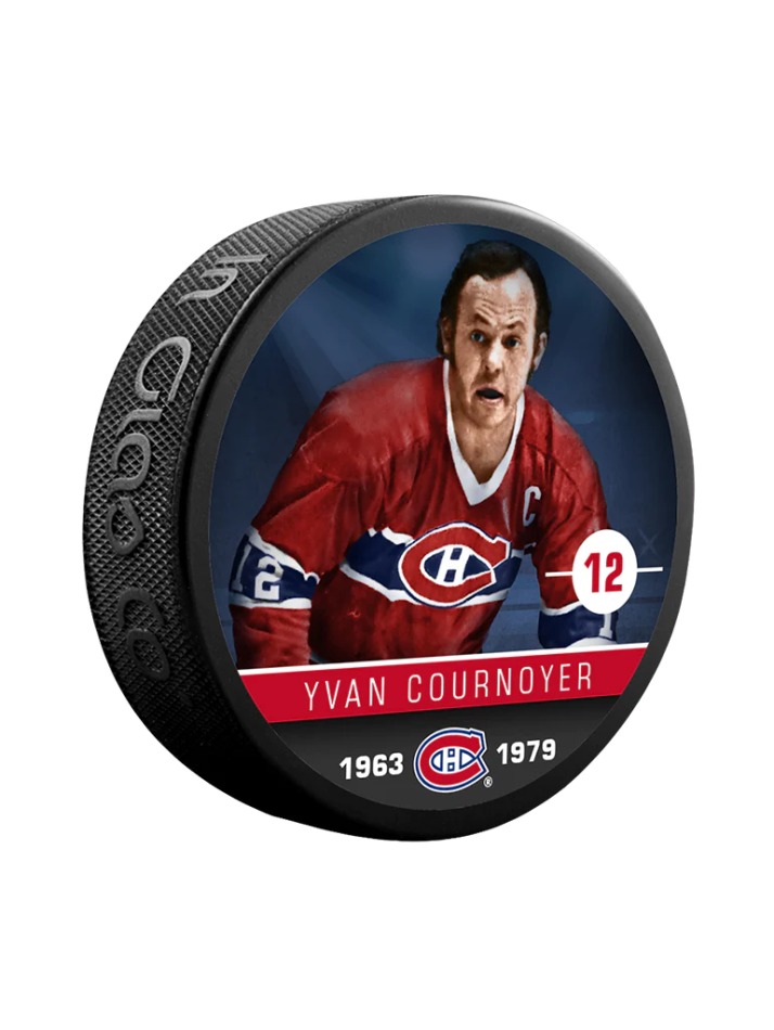 Montreal Canadiens puk Yvan Cournoyer #19 Souvenir Collector Hockey Puck - Montreal Canadiens hokejové vybavení