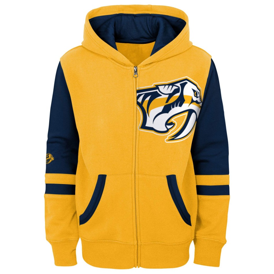 Nashville Predators dětská mikina s&nbsp;kapucí faceoff colorblocked fleece full-zip - Nashville Predators dětské oblečení