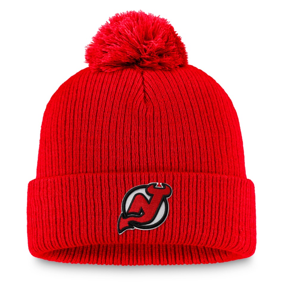 New Jersey Devils zimní čepice A/CAP Beanie Cuff Pom - New Jersey Devils kšiltovky, čepice, rukavice