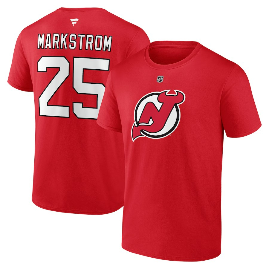 New Jersey Devils pánské tričko Jacob Markstrom #25 New Jersey Devils Authentic Stack Name & Number red - New Jersey Devils trička, polo trička, košile