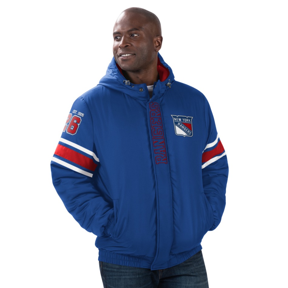 New York Rangers pánská bunda s&nbsp;kapucí Tight End Winter Jacket - New York Rangers mikiny, bundy, kalhoty