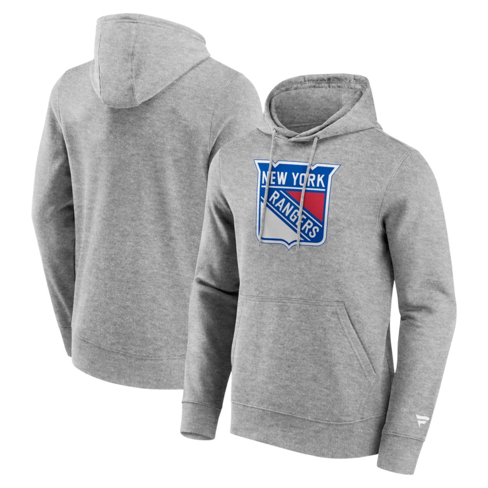 New York Rangers pánská mikina s&nbsp;kapucí Primary Logo Graphic Hoodie Sport Gray Heather - New York Rangers mikiny, bundy, kalhoty