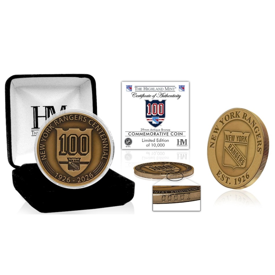 New York Rangers sběratelská mince 100th Anniversary Antique Bronze Coin - New York Rangers ostatní suvenýry