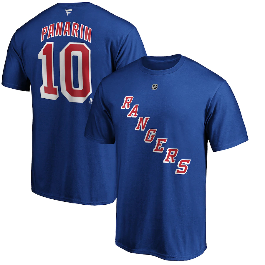 New York Rangers pánské tričko Artemi Panarin Name & Number T-Shirt - Royal - New York Rangers trička, polo trička, košile