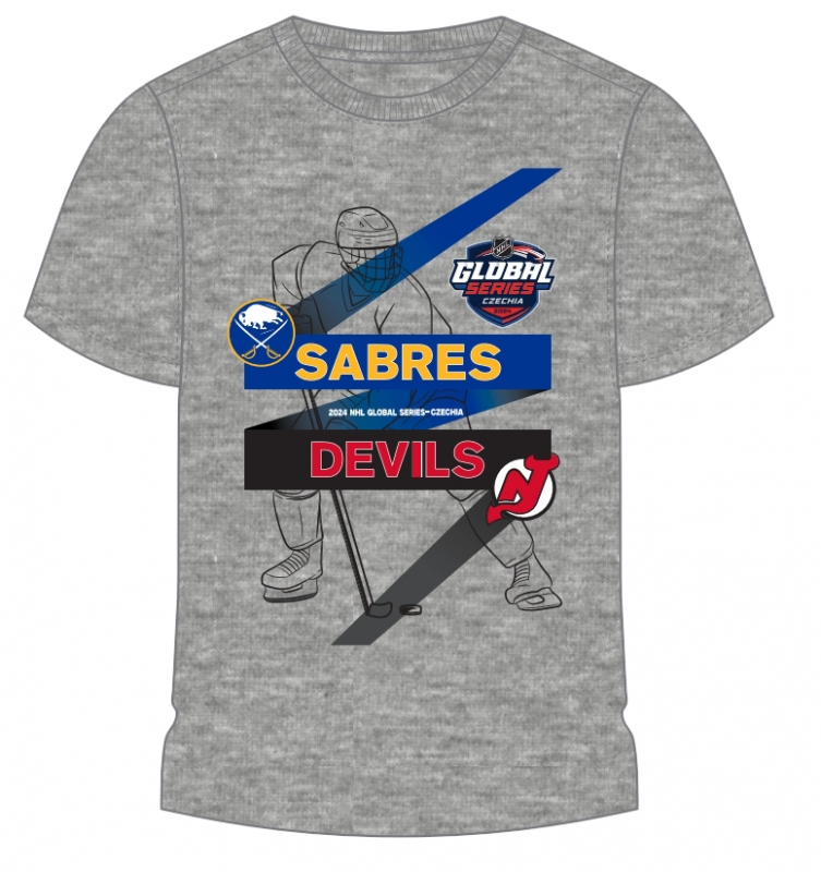 NHL produkty dětské tričko NHL Global Series 2024 Czechia Buffalo Sabres vs New Jersey Devils Match-Up Graphic Tee - NHL produkty dětské oblečení