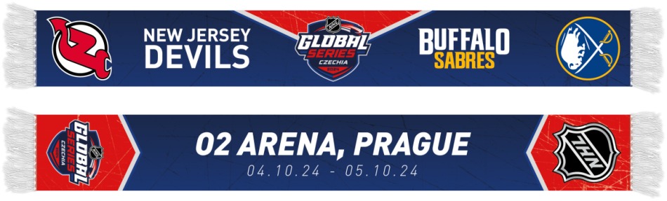 NHL produkty zimní šála NHL Global Series 2024 Czechia Buffalo Sabres vs New Jersey Devils Friendship Printed - NHL produkty kšiltovky, čepice, rukavice