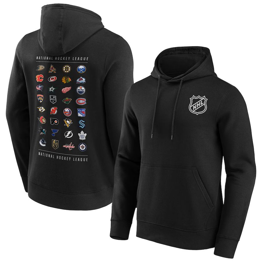 NHL produkty pánská mikina s&nbsp;kapucí NHL All Team Graphic Hoodie Black - NHL produkty mikiny, bundy, kalhoty