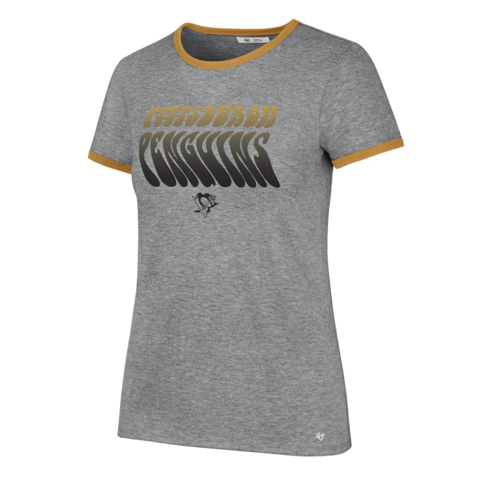 Pittsburgh Penguins dámské tričko Letter Ringer grey - Pittsburgh Penguins dámské oblečení
