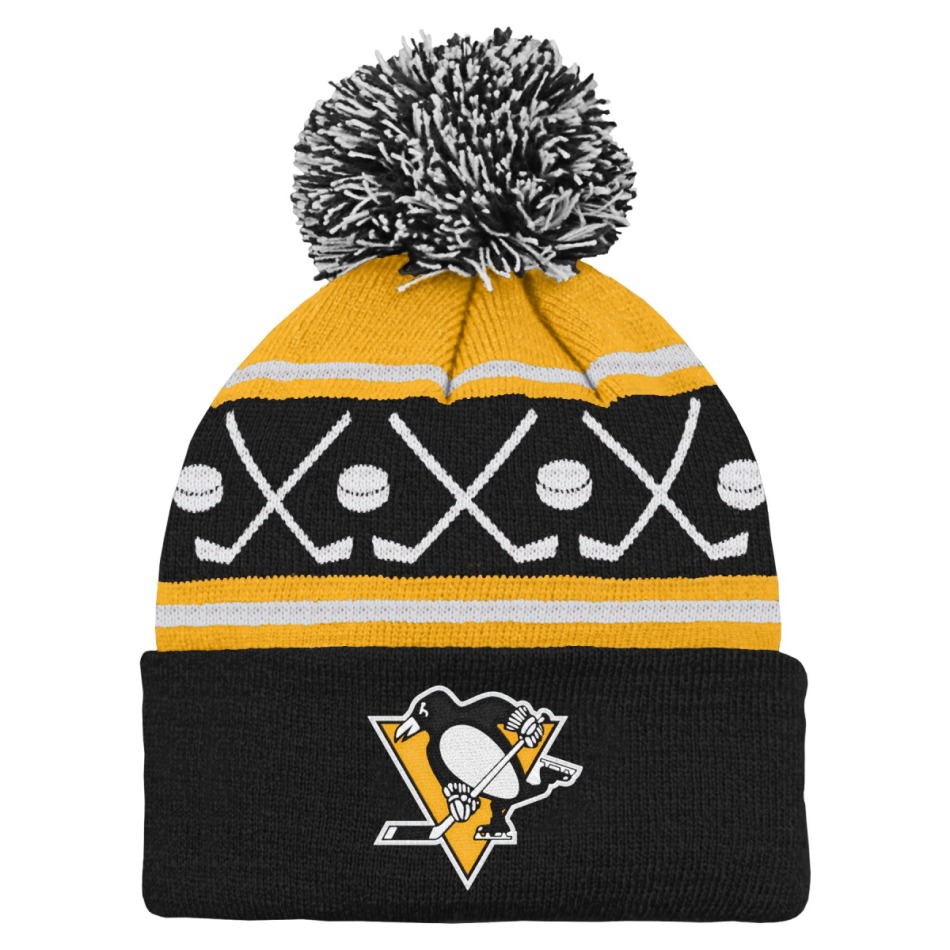 Pittsburgh Penguins dětská zimní čepice Face-Off Cuff Pom - Pittsburgh Penguins dětské oblečení