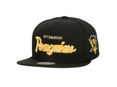 Pittsburgh Penguins čepice flat kšiltovka Cream Script Snapback black