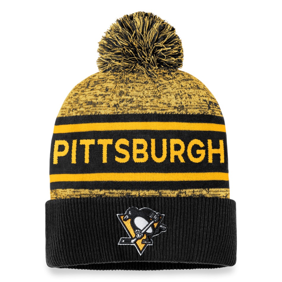 Pittsburgh Penguins zimní čepice Authentic Pro Rink Heathered Cuffed Pom Knit