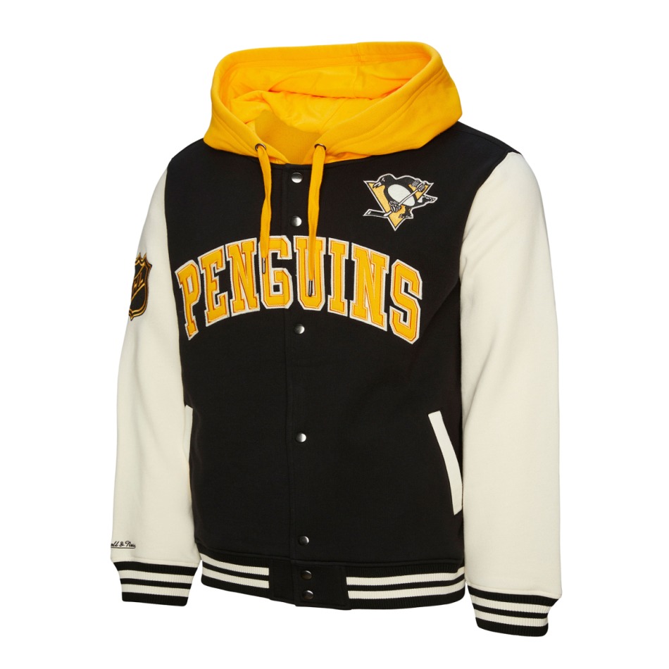 Pittsburgh Penguins pánská mikina s&nbsp;kapucí Courtside Fleece Button Front Current Logo - Pittsburgh Penguins mikiny, bundy, kalhoty