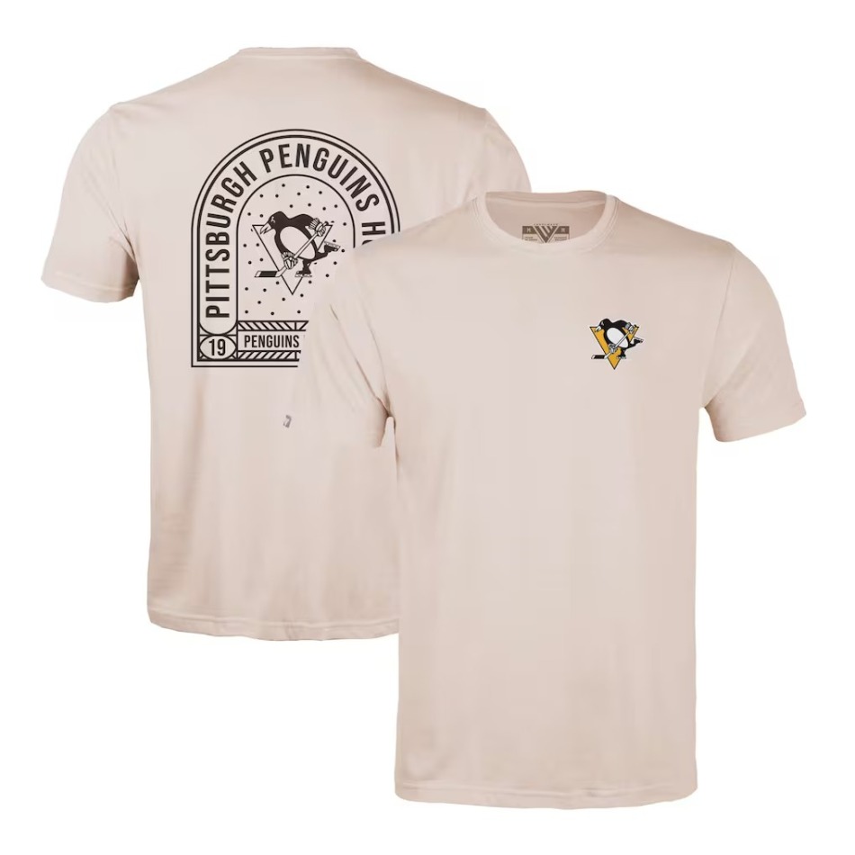 Pittsburgh Penguins pánské tričko NHL Levelwear Richmond Stained Glass T-Shirt - Khaki - Pittsburgh Penguins trička, polo trička, košile