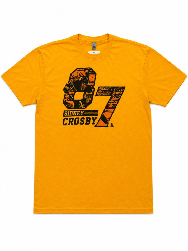 Pittsburgh Penguins pánské tričko NHL Sidney Crosby #87 Yellow Animation - Pittsburgh Penguins trička, polo trička, košile