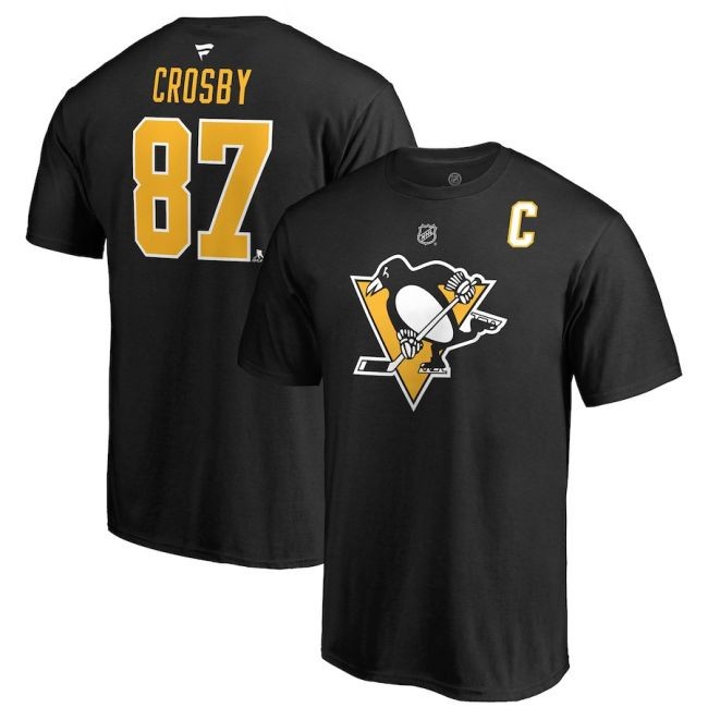 Tričko 87 Sidney Crosby Stack Logo Name & Number Penguins